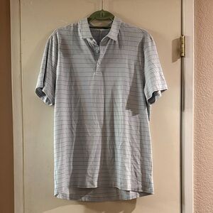 Lululemon Athletica Light Gray Striped Polo Shirt
